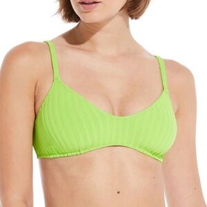 Solid & Striped The Rachel Top Solid Ribbed Lime Green Size Medium